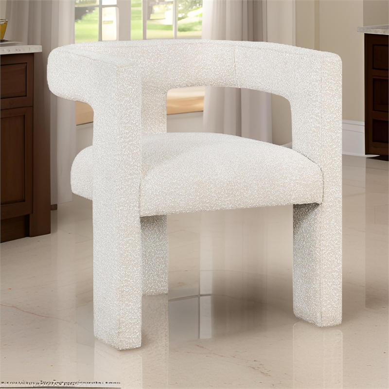 Hellen Accent Side Chair- Fully Upholstered in Soft White Boucle Fabric