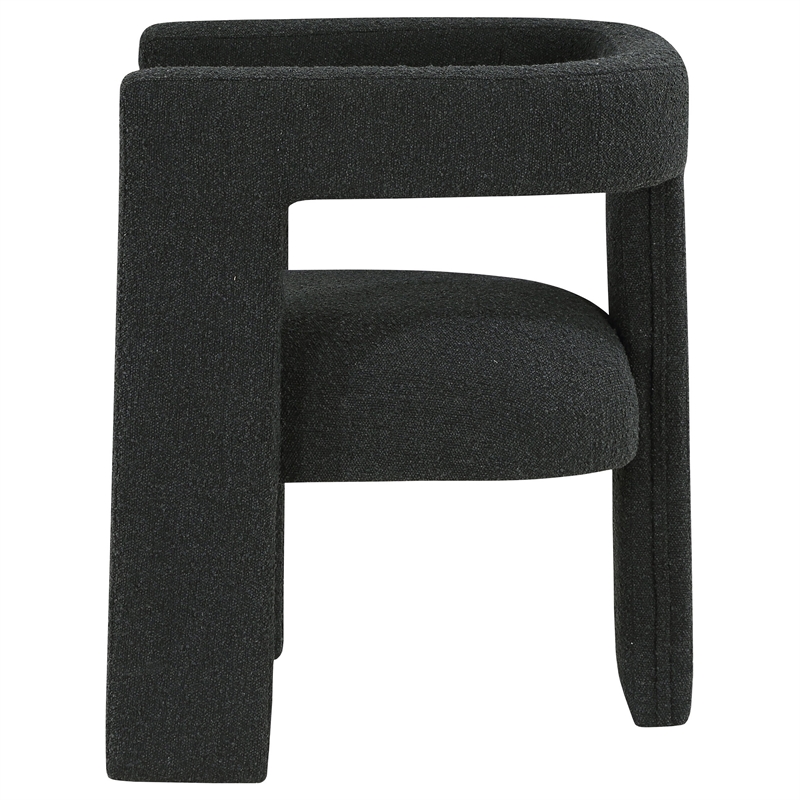 Hellen Accent Side Chair- Fully Upholstered in Black Boucle- Foam Cushion