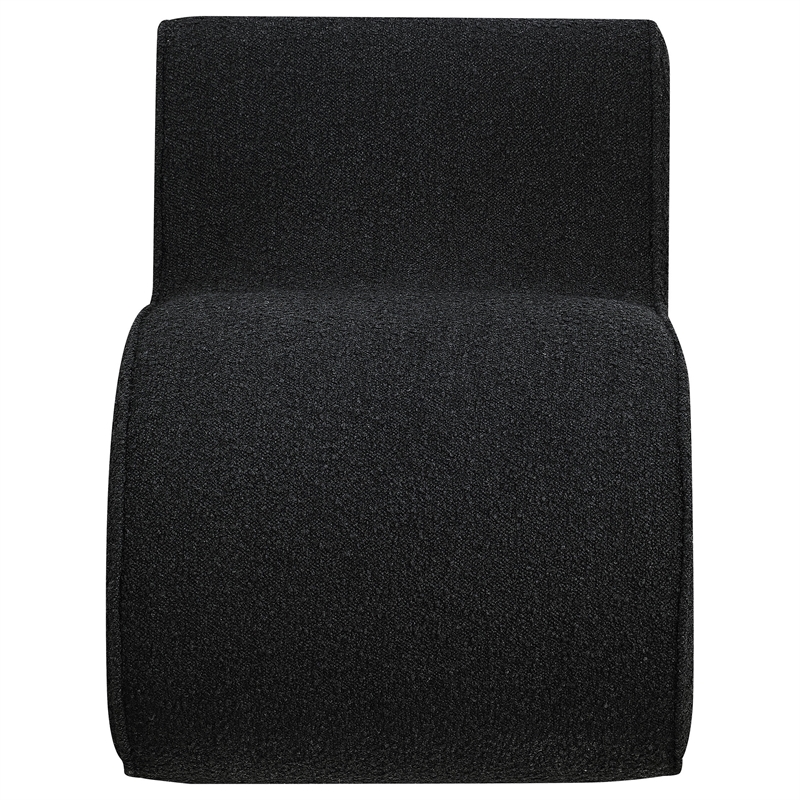 Zea Unique Accent Side Chair- Curved- Modern Gray Boucle Upholstery- Metal