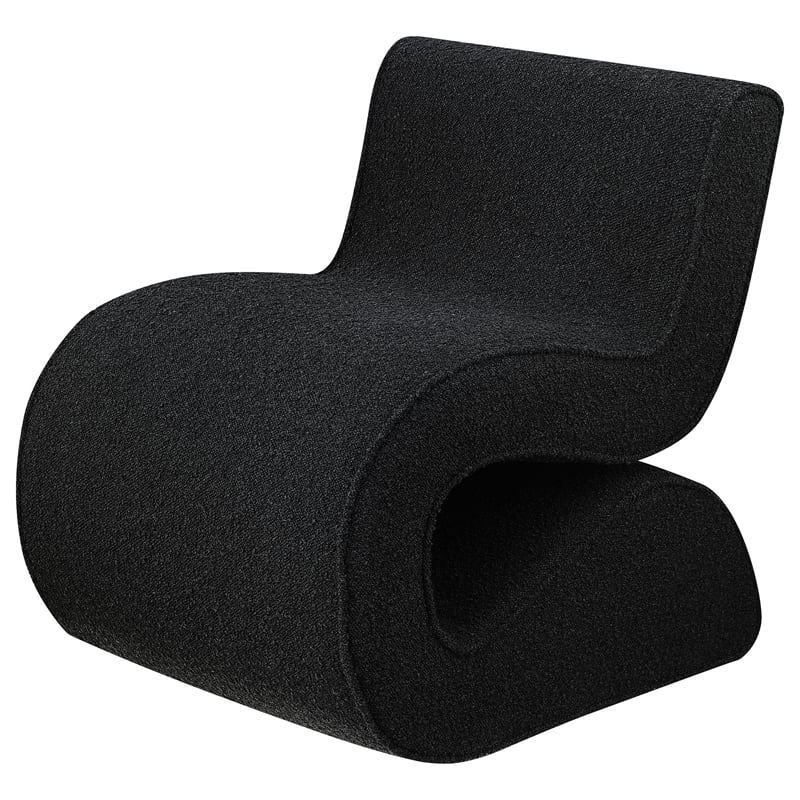 Zea Unique Accent Side Chair- Curved- Modern Gray Boucle Upholstery- Metal
