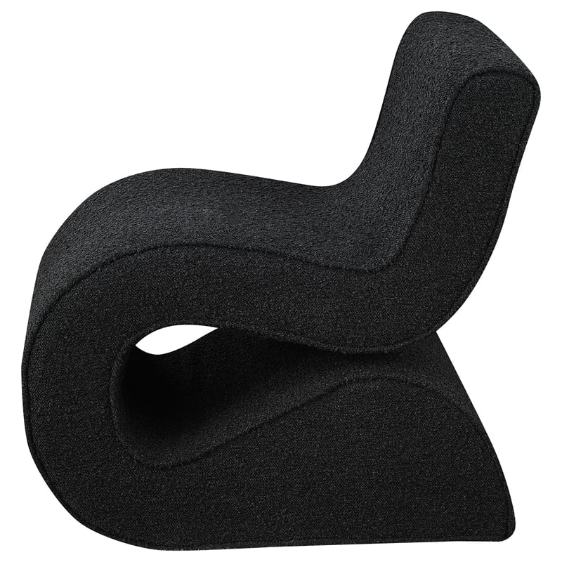 Zea Unique Accent Side Chair- Curved- Modern Gray Boucle Upholstery- Metal