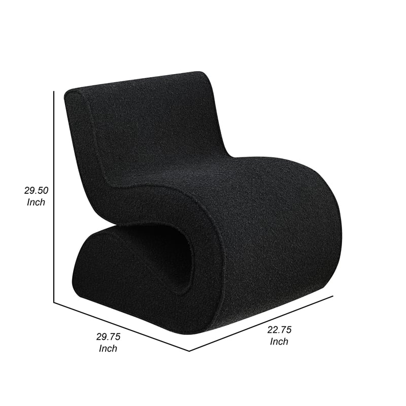 Zea Unique Accent Side Chair- Curved- Modern Gray Boucle Upholstery- Metal