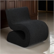 Zea Unique Accent Side Chair- Curved- Modern Gray Boucle Upholstery- Metal