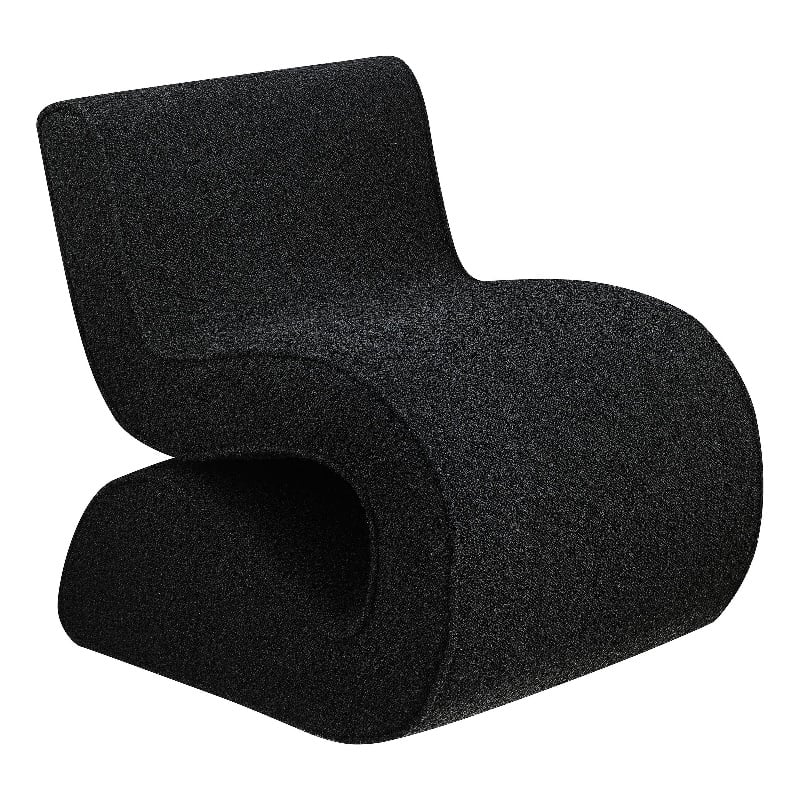 Zea Unique Accent Side Chair- Curved- Modern Gray Boucle Upholstery- Metal