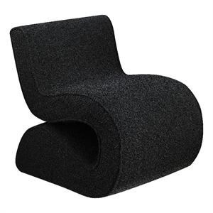 Zea Unique Accent Side Chair- Curved- Modern Gray Boucle Upholstery- Metal