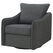 Adia Swivel Glider Chair- Gray Boucle Upholstery- Cushioned- Curved Arms