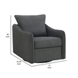 Adia Swivel Glider Chair- Gray Boucle Upholstery- Cushioned- Curved Arms