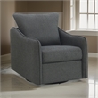 Adia Swivel Glider Chair- Gray Boucle Upholstery- Cushioned- Curved Arms