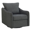 Adia Swivel Glider Chair- Gray Boucle Upholstery- Cushioned- Curved Arms