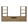 TV Entertainment Console with 2 Media Tower- 4 Cabinets- Natural Brown Wood