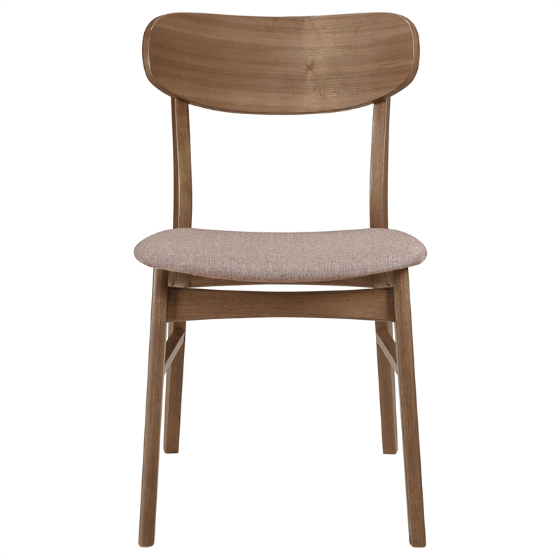 Dora Dining Chair Set of 2- Brown Fabric- Walnut Brown Wood- 19 Inch