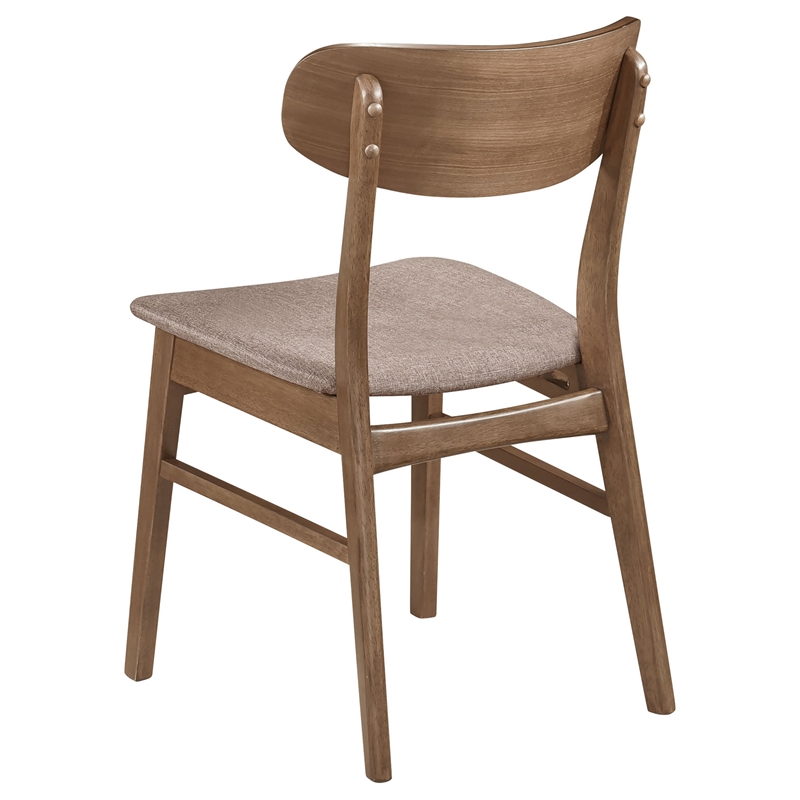 Dora Dining Chair Set of 2- Brown Fabric- Walnut Brown Wood- 19 Inch
