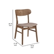 Dora Dining Chair Set of 2- Brown Fabric- Walnut Brown Wood- 19 Inch