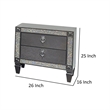Laine Nightstand- 2 Drawers- Crystal Like Acrylic Trim- Gray Solid Wood