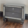 Laine Nightstand- 2 Drawers- Crystal Like Acrylic Trim- Gray Solid Wood