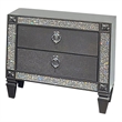 Laine Nightstand- 2 Drawers- Crystal Like Acrylic Trim- Gray Solid Wood