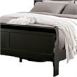 Ryla Full Size Bed- Sleigh Panel Headboard and Footboard- Black Solid Wood