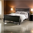 Ryla Full Size Bed- Sleigh Panel Headboard and Footboard- Black Solid Wood