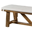 Jule Dining Bench- Trestle Base- 69 Inch- Brown Wood with Off White Seat