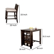 Lessi 3pc Counter Height Table Set with Side Shelf- USB - Cherry Brown Wood