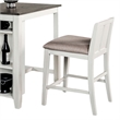 Lessi 3pc Counter Height Table Set with Side Shelf- USB - White Gray Wood