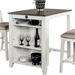 Lessi 3pc Counter Height Table Set with Side Shelf- USB - White Gray Wood