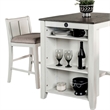 Lessi 3pc Counter Height Table Set with Side Shelf- USB - White Gray Wood