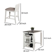 Lessi 3pc Counter Height Table Set with Side Shelf- USB - White Gray Wood