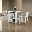 Lessi 3pc Counter Height Table Set with Side Shelf- USB - White Gray Wood