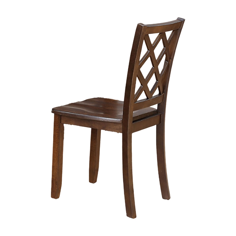 Ziko 5 Piece Dining Table Set- 4 Cross Back Chairs- Cherry Brown Solid Wood