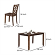 Ziko 5 Piece Dining Table Set- 4 Cross Back Chairs- Cherry Brown Solid Wood
