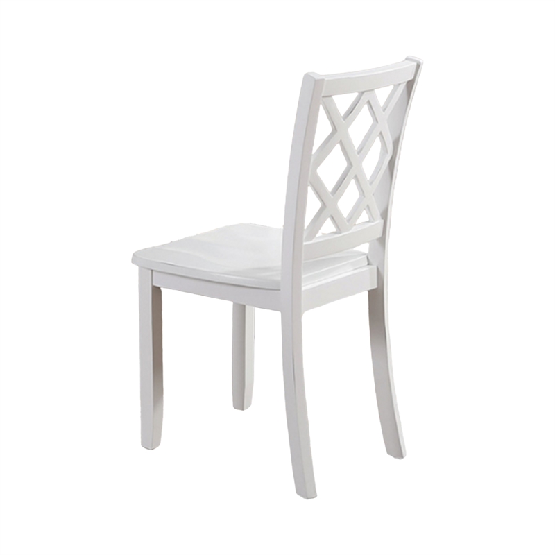 Ziko 5 Piece Dining Table Set- 4 Crossed Back Chairs- White Solid Wood