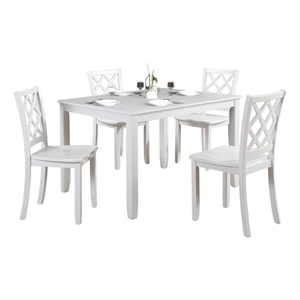 Ziko 5 Piece Dining Table Set- 4 Crossed Back Chairs- White Solid Wood