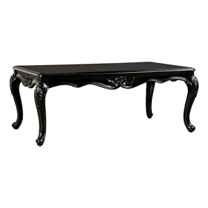 Roche Coffee Table- 53 Inch- Classical Cabriole Legs- Dark Brown Solid Wood