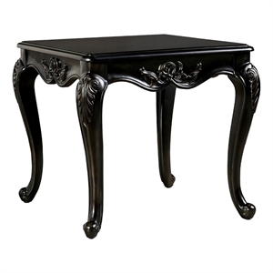 Roche Side End Table- 29 Inch- Classic Cabriole Legs- Dark Brown Solid Wood