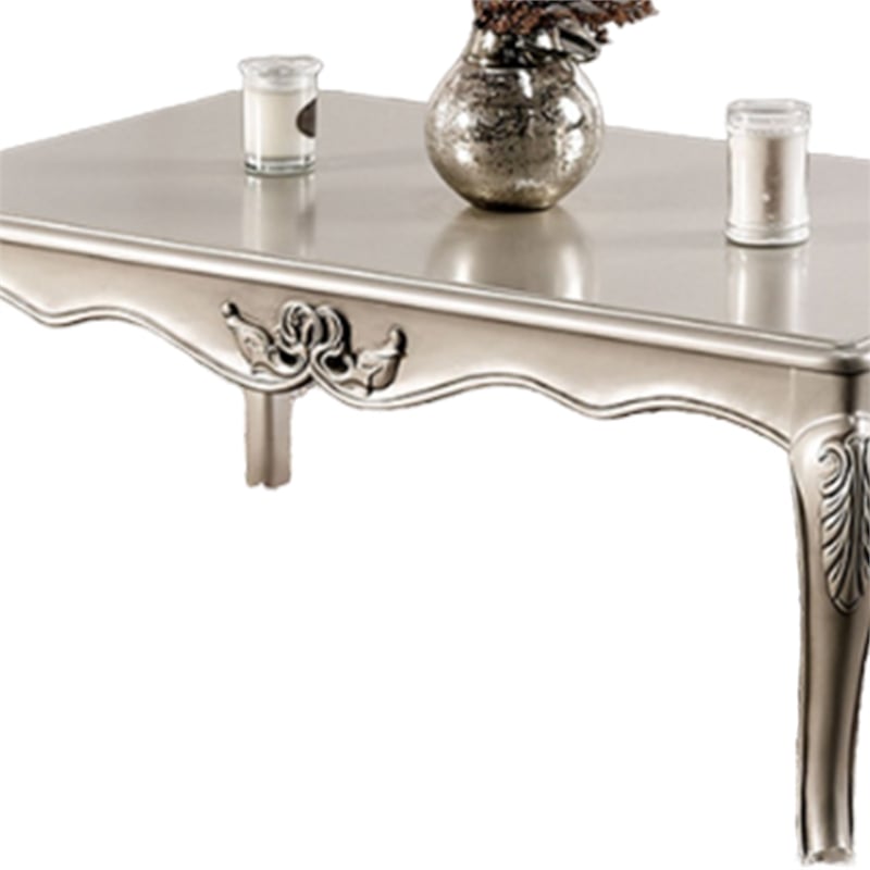 Roche Coffee Table- 53 Inch- Classical Cabriole Legs- Champagne Gold Wood