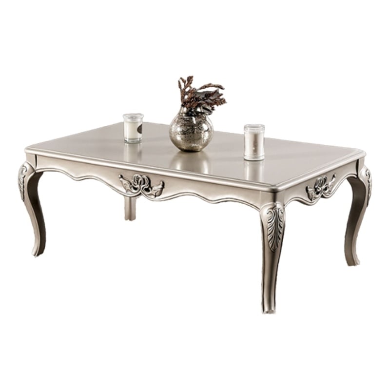 Roche Coffee Table- 53 Inch- Classical Cabriole Legs- Champagne Gold Wood