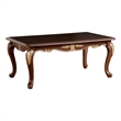 Saili Coffee Table- Gold Carvings- 48 Inch- Cabriole- Tobacco Brown Wood