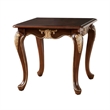 Saili Side End Table- Gold Carvings- 29 Inch- Cabriole- Tobacco Brown Wood