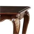 Saili Side End Table- Gold Carvings- 29 Inch- Cabriole- Tobacco Brown Wood