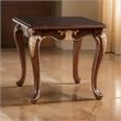 Saili Side End Table- Gold Carvings- 29 Inch- Cabriole- Tobacco Brown Wood