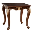 Saili Side End Table- Gold Carvings- 29 Inch- Cabriole- Tobacco Brown Wood