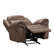 Arisa Manual Glider Recliner Chair- Brown Faux Leather- Pillow Arms