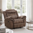 Arisa Manual Glider Recliner Chair- Brown Faux Leather- Pillow Arms