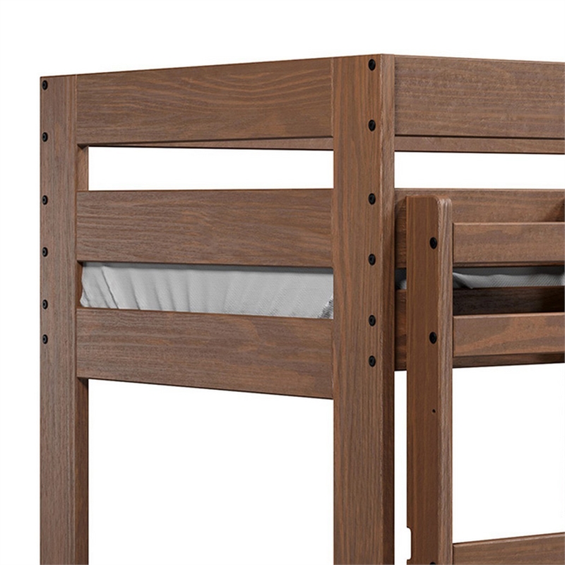 Twin/Twin Bunk Bed with Ladder- Brazilian Pine- Solid Wood- Mahogany
