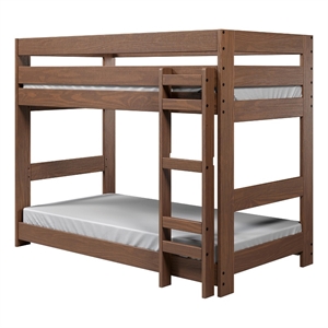 Twin/Twin Bunk Bed with Ladder- Brazilian Pine- Solid Wood- Mahogany