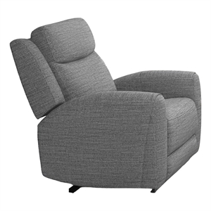 Cory Manual Recliner Chair- Contour Armrests- Solid Wood- Gray Polyester