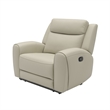 Cobe Manual Recliner Chair- Solid Wood and Soft Top Grain Beige Leather