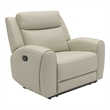 Cobe Manual Recliner Chair- Solid Wood and Soft Top Grain Beige Leather