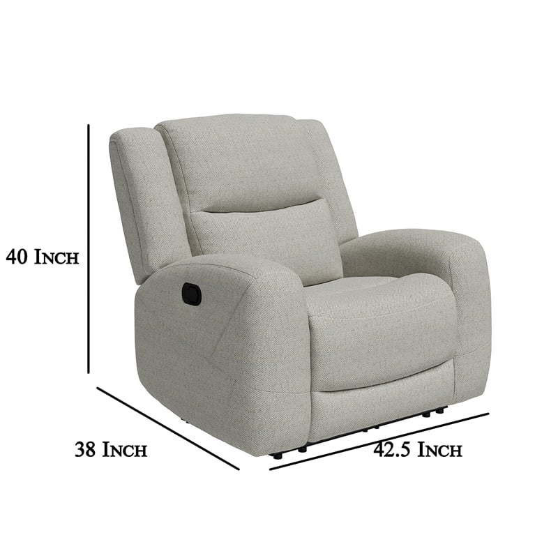 Gira Manual Recliner Chair with Contour Armrest- Wood Frame- Beige Fabric